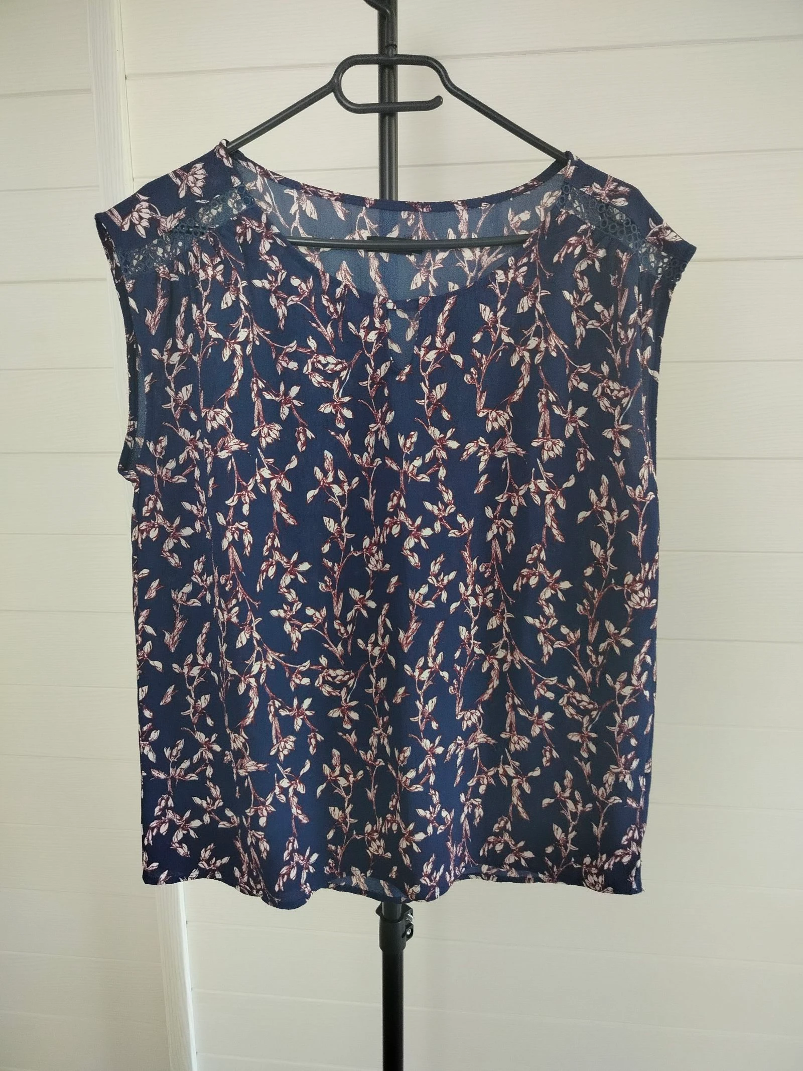 Blouse fluide fleurie bleu marine INEXTENSO T38